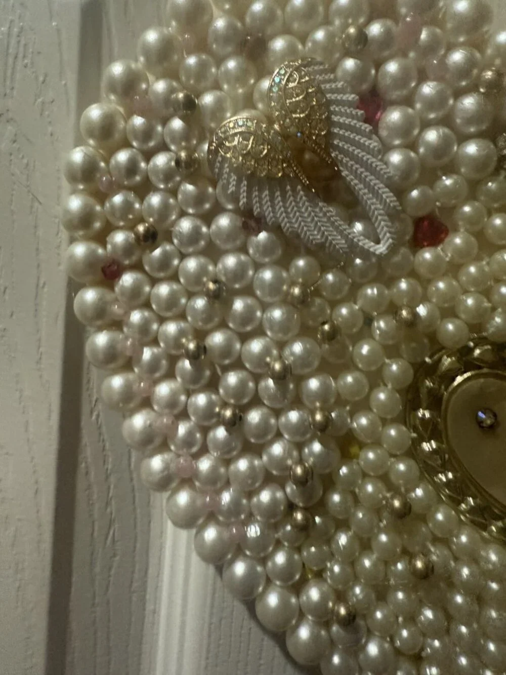 Valentine Heart Cancer Survivor Decor WITH Costume Jewelry Beads Rhinestone
